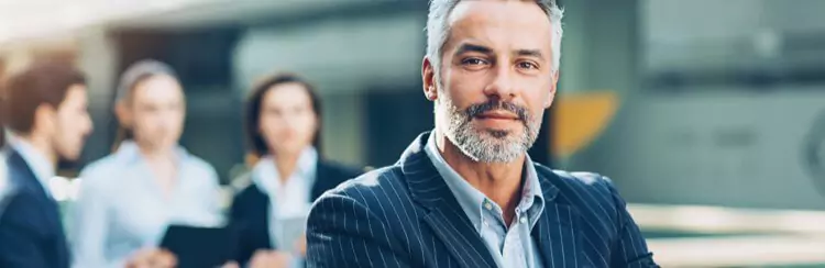 Senior executive candidate in conversation during a search interview
